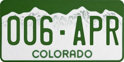 CO license plate 006APR