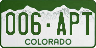 CO license plate 006APT