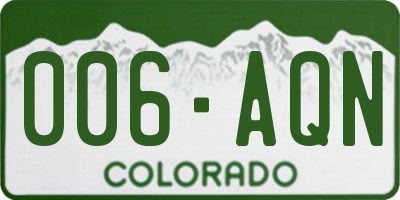 CO license plate 006AQN