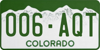 CO license plate 006AQT
