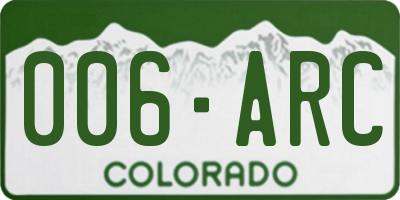 CO license plate 006ARC