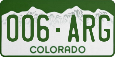 CO license plate 006ARG