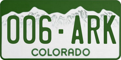 CO license plate 006ARK