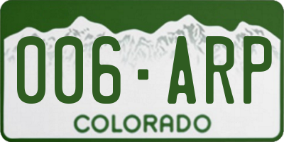 CO license plate 006ARP