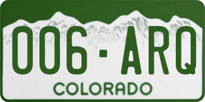 CO license plate 006ARQ