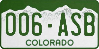 CO license plate 006ASB