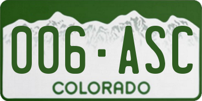 CO license plate 006ASC