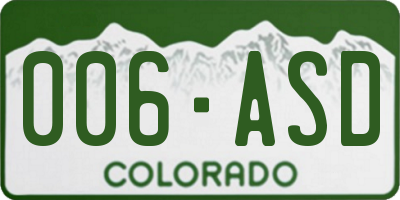 CO license plate 006ASD