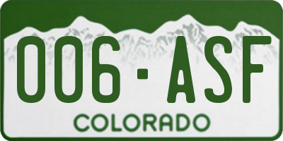 CO license plate 006ASF