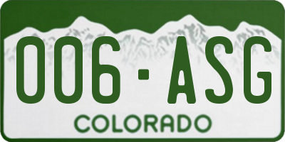 CO license plate 006ASG