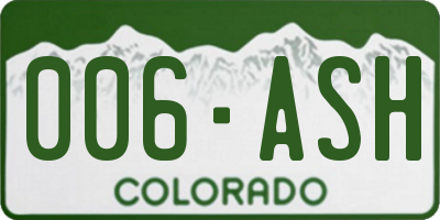 CO license plate 006ASH