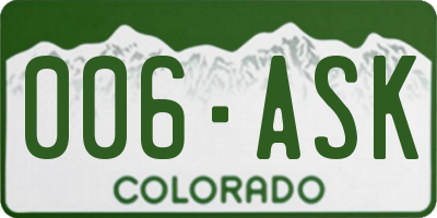 CO license plate 006ASK