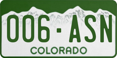 CO license plate 006ASN