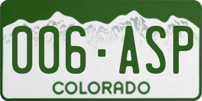 CO license plate 006ASP