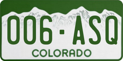 CO license plate 006ASQ