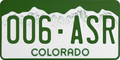CO license plate 006ASR