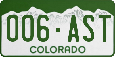 CO license plate 006AST