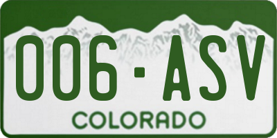 CO license plate 006ASV