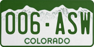 CO license plate 006ASW