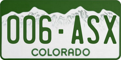 CO license plate 006ASX