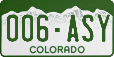 CO license plate 006ASY