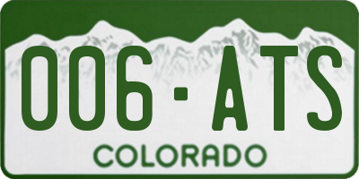 CO license plate 006ATS