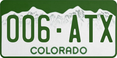 CO license plate 006ATX