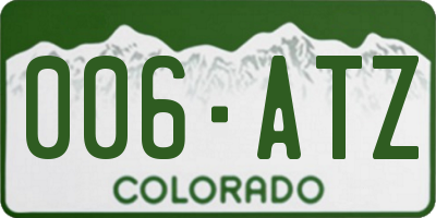 CO license plate 006ATZ
