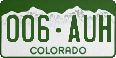 CO license plate 006AUH