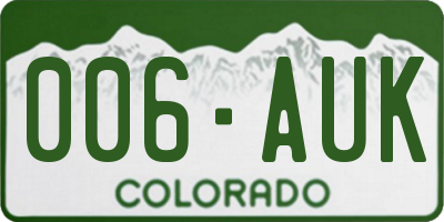 CO license plate 006AUK