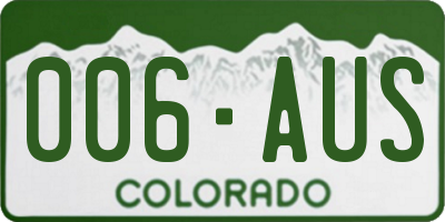 CO license plate 006AUS