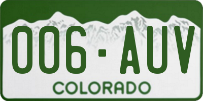 CO license plate 006AUV