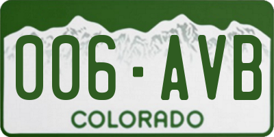 CO license plate 006AVB