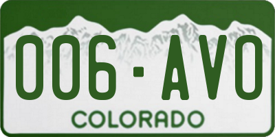 CO license plate 006AVO
