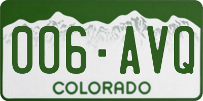 CO license plate 006AVQ