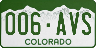CO license plate 006AVS