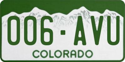 CO license plate 006AVU