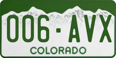 CO license plate 006AVX