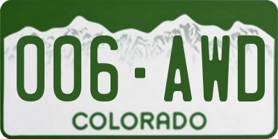 CO license plate 006AWD