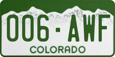 CO license plate 006AWF