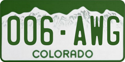 CO license plate 006AWG
