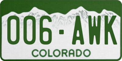 CO license plate 006AWK