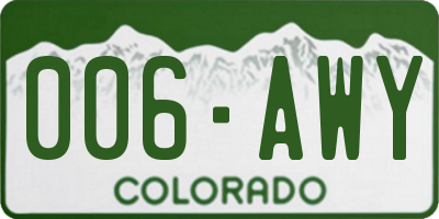 CO license plate 006AWY