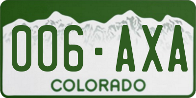 CO license plate 006AXA