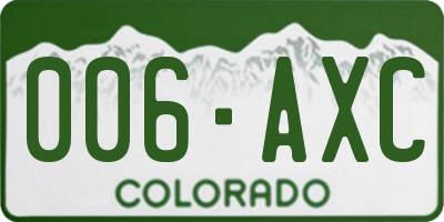 CO license plate 006AXC