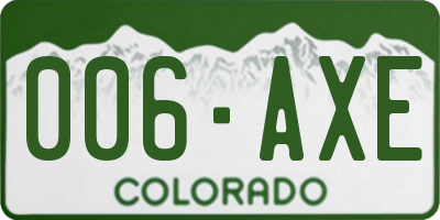 CO license plate 006AXE