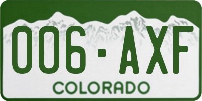 CO license plate 006AXF