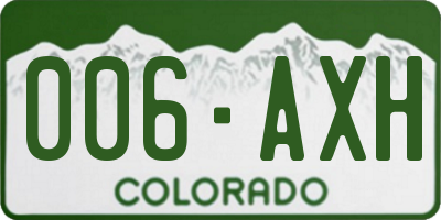 CO license plate 006AXH