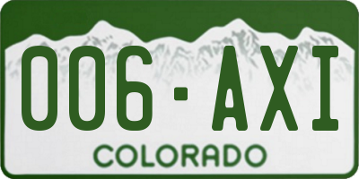 CO license plate 006AXI