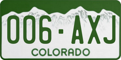 CO license plate 006AXJ